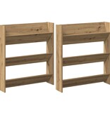 VidaXL Wand Schoenenkasten met plank Anders met opslag 2 pcs artisanaal eikenkleurig