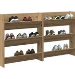 VidaXL Wand Schoenenkasten met plank Anders met opslag 2 pcs artisanaal eikenkleurig