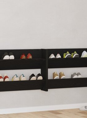 VidaXL Wand Schoenenkasten met plank Anders 2 pcs Zwart eiken 60 x 18 x 60 cm