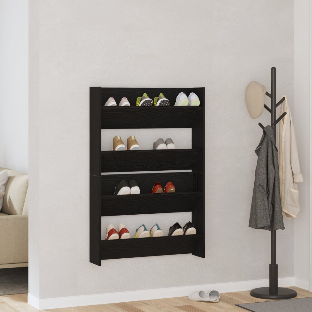 VidaXL Wand Schoenenkasten met plank Anders 2 pcs Zwart eiken 60 x 18 x 60 cm