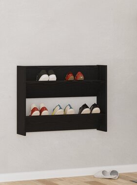 VidaXL Wand Schoenenkasten Zwart eiken 60 x 18 x 60 cm Bewerkt hout