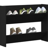 VidaXL Wand Schoenenkasten Zwart eiken 60 x 18 x 60 cm Bewerkt hout