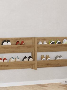VidaXL Wand Schoenenkasten met plank Anders met opslag 2 pcs artisanaal eikenkleurig