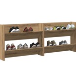 VidaXL Wand Schoenenkasten met plank Anders met opslag 2 pcs artisanaal eikenkleurig