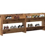VidaXL Wand Schoenenkasten 2 pcs Oud hout 60 x 18 x 60 cm Bewerkt hout