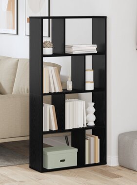 VidaXL Zwarte Eiken Boekenkast Zwart eiken Bewerkt hout Medium