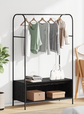 VidaXL Kledingrek met Planken - Zwart Eik 100x44x160 cm