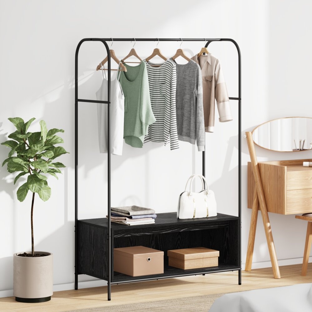 VidaXL Kledingrek met Planken - Zwart Eik 100x44x160 cm