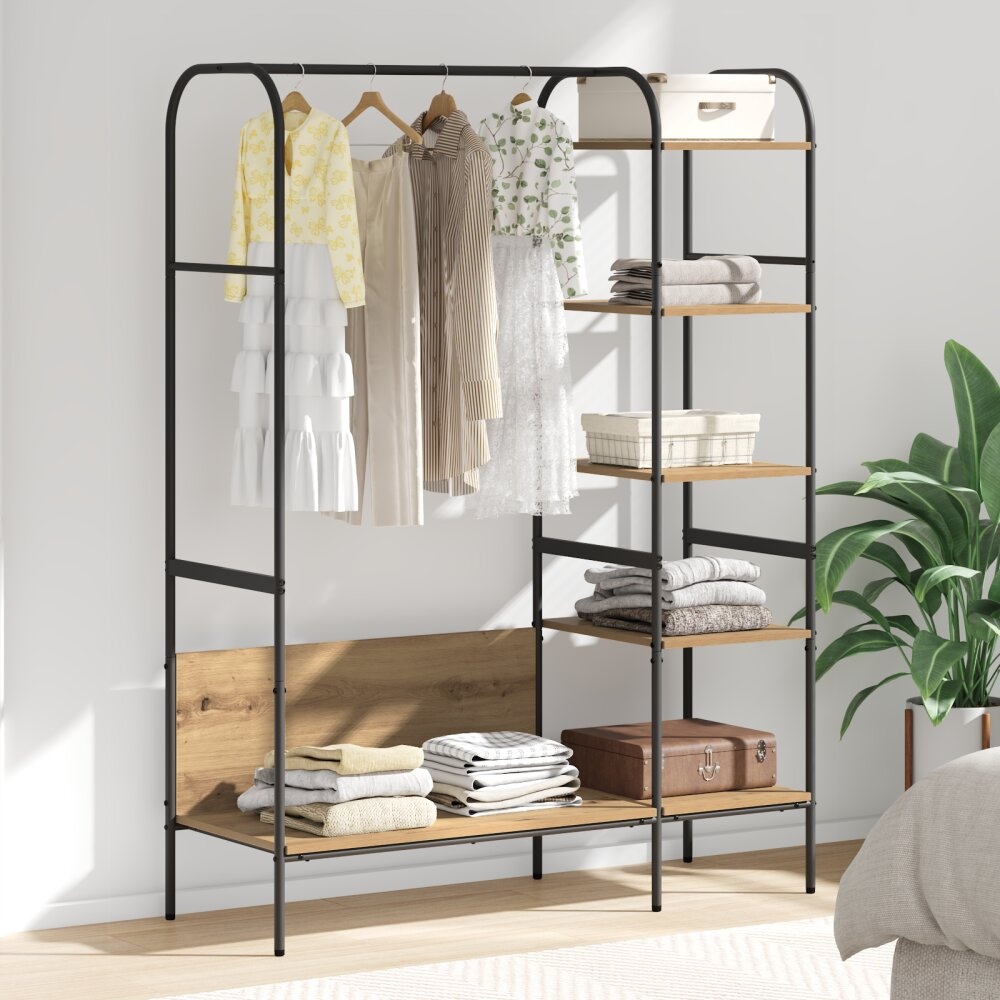 VidaXL Kledingrek met Planken Artisan Eiken 120x44x160 cm Geengineerd Hout