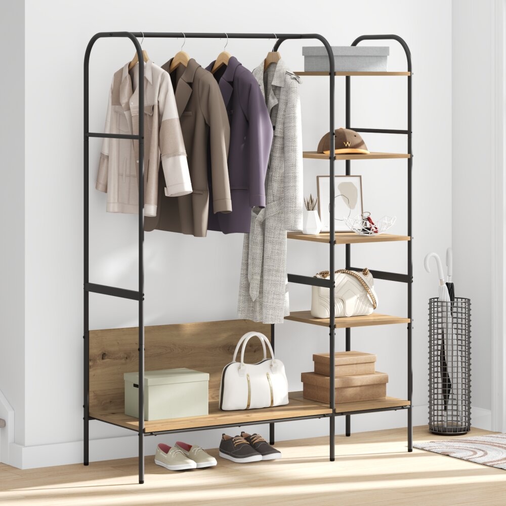 VidaXL Kledingrek met Planken Artisan Eiken 120x44x160 cm Geengineerd Hout