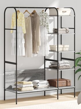 VidaXL Kledingrek met Planken Grijs Sonoma 120x44x160 cm Gelaagd Hout