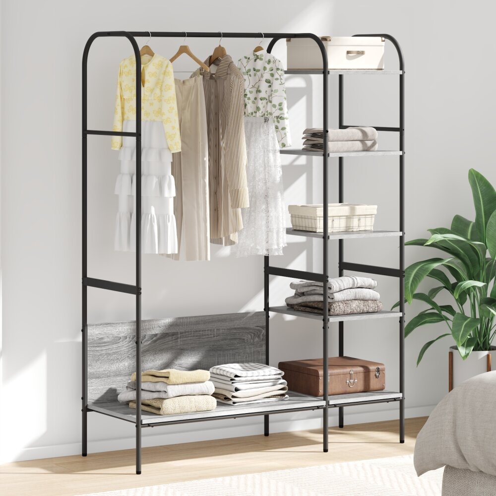 VidaXL Kledingrek met Planken Grijs Sonoma 120x44x160 cm Gelaagd Hout