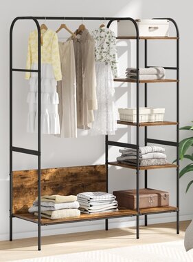 VidaXL Kledingrek met Planken Gerookt Eiken 120x44x160 cm