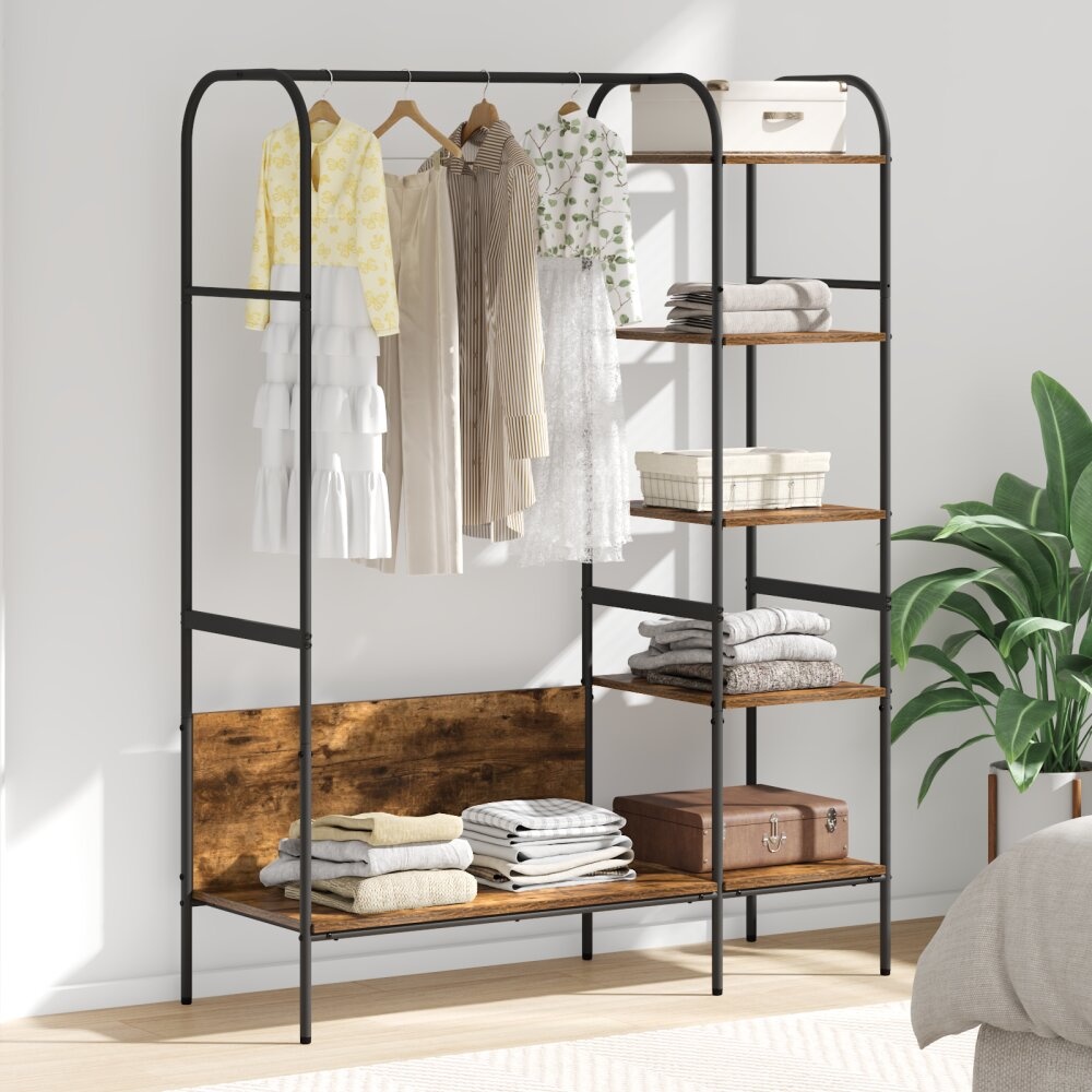 VidaXL Kledingrek met Planken Gerookt Eiken 120x44x160 cm