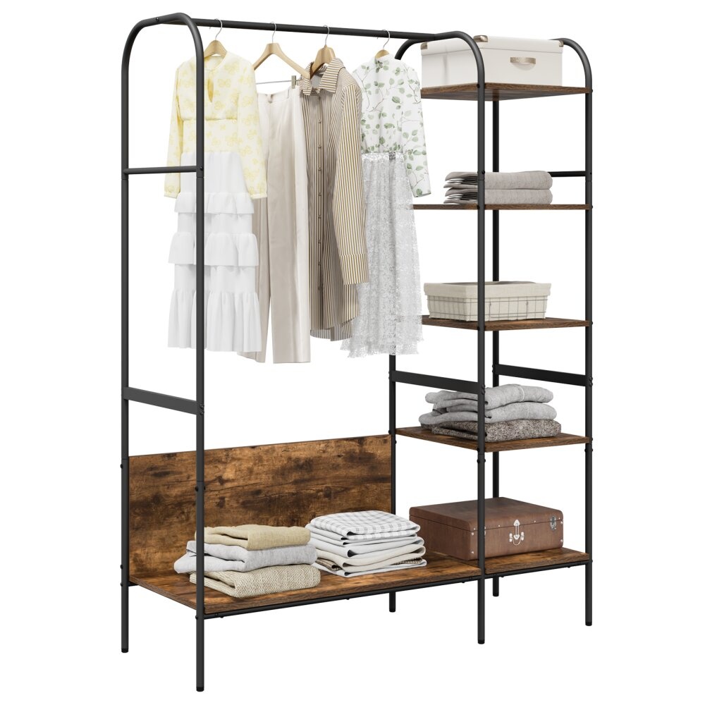 VidaXL Kledingrek met Planken Gerookt Eiken 120x44x160 cm