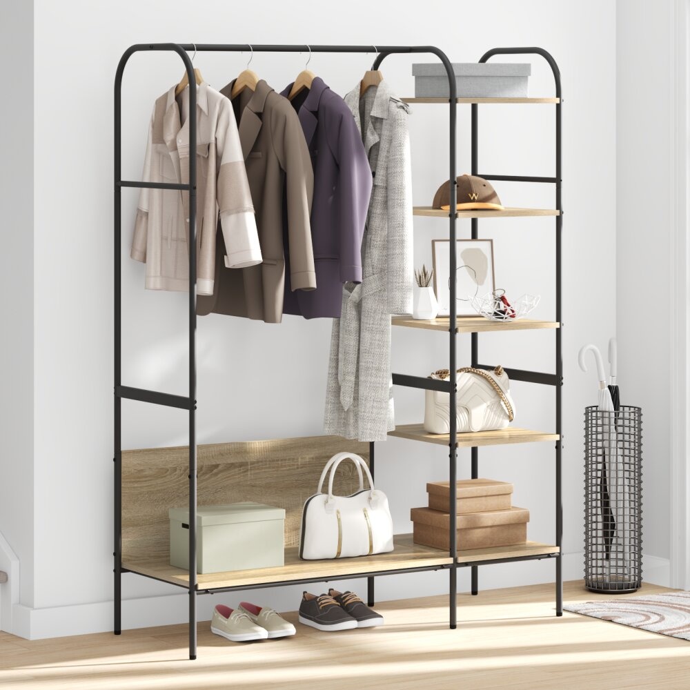 VidaXL Kledingrek met Planken Sonoma Eiken 120x44x160 cm Gemaakt van Geengineerd Hout