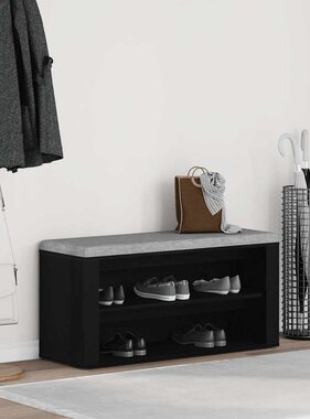 VidaXL Schoenenbank 100x35x45 cm bewerkt hout zwart eikenkleurig
