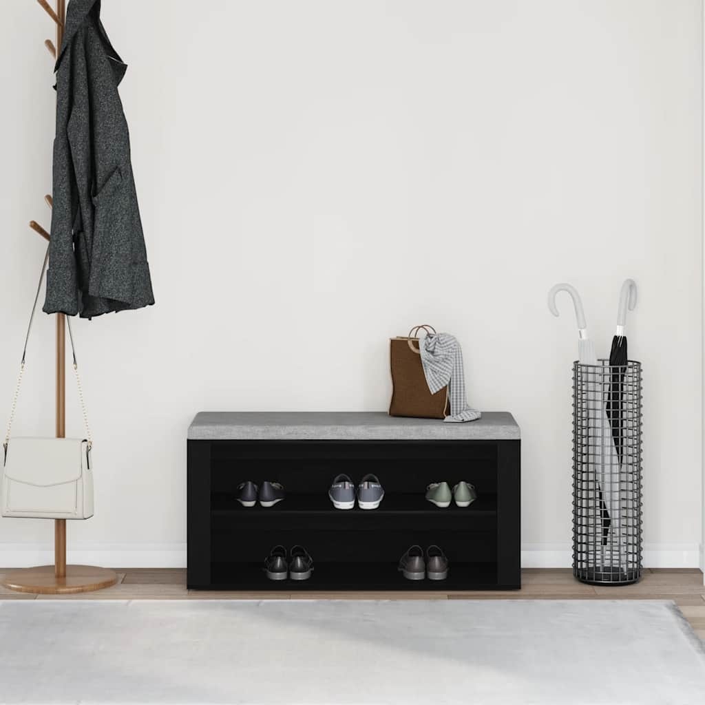 VidaXL Schoenenbank 100x35x45 cm bewerkt hout zwart eikenkleurig