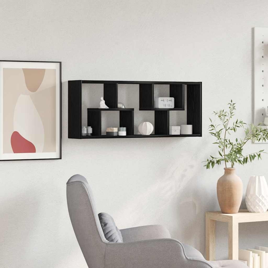 VidaXL Wandplank 36x16x90 cm bewerkt hout zwart eikenkleurig