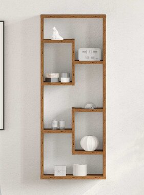 VidaXL Wandplank 36x16x90 cm bewerkt hout oud houtkleurig