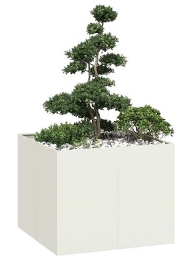 VidaXL Plantenbak 100x100x80 cm staal wit