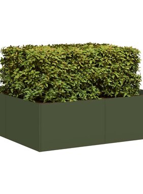 Plantenbak 100x100x30 cm staal olijfgroen