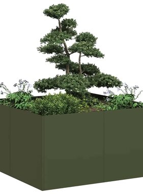 VidaXL Plantenbak 80x80x40 cm koudgewalst staal olijfgroen