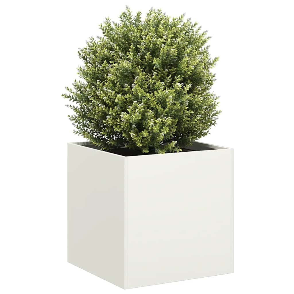VidaXL Plantenbak 40x40x40 cm koudgewalst staal wit