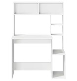 VidaXL Bureau met schappen 100x45x140 cm bewerkt hout wit