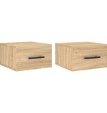VidaXL Nachtkastjes 2 st wandgemonteerd 35x35x20 cm sonoma eikenkleur