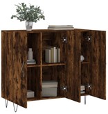 VidaXL Dressoir 90x34x80 cm bewerkt hout gerookt eikenkleurig