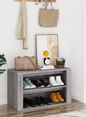 VidaXL Schoenenrek 75x35x45 cm bewerkt hout grijs sonoma eikenkleur