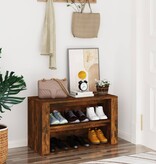 VidaXL Schoenenrek 75x35x45 cm bewerkt hout gerookt eikenkleurig