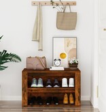 VidaXL Schoenenrek 75x35x45 cm bewerkt hout gerookt eikenkleurig