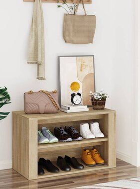 VidaXL Schoenenrek 75x35x45 cm bewerkt hout sonoma eikenkleurig