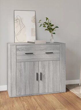 VidaXL Dressoir 80x33x70 cm bewerkt hout grijs sonoma eikenkleurig
