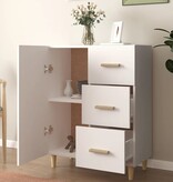 VidaXL Dressoir 69,5x34x90 cm bewerkt hout wit