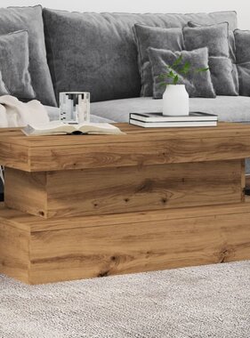 VidaXL Salontafel met LED-verlichting 90x50x40cm artisanaal eikenkleur