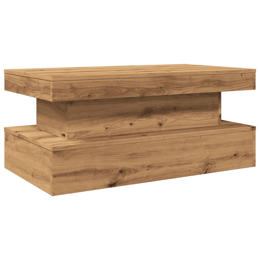 VidaXL Salontafel met LED-verlichting 90x50x40cm artisanaal eikenkleur