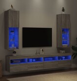 VidaXL Tv-meubels met LED-verlichting 2 st 30,5x30x102 cm grijs sonoma