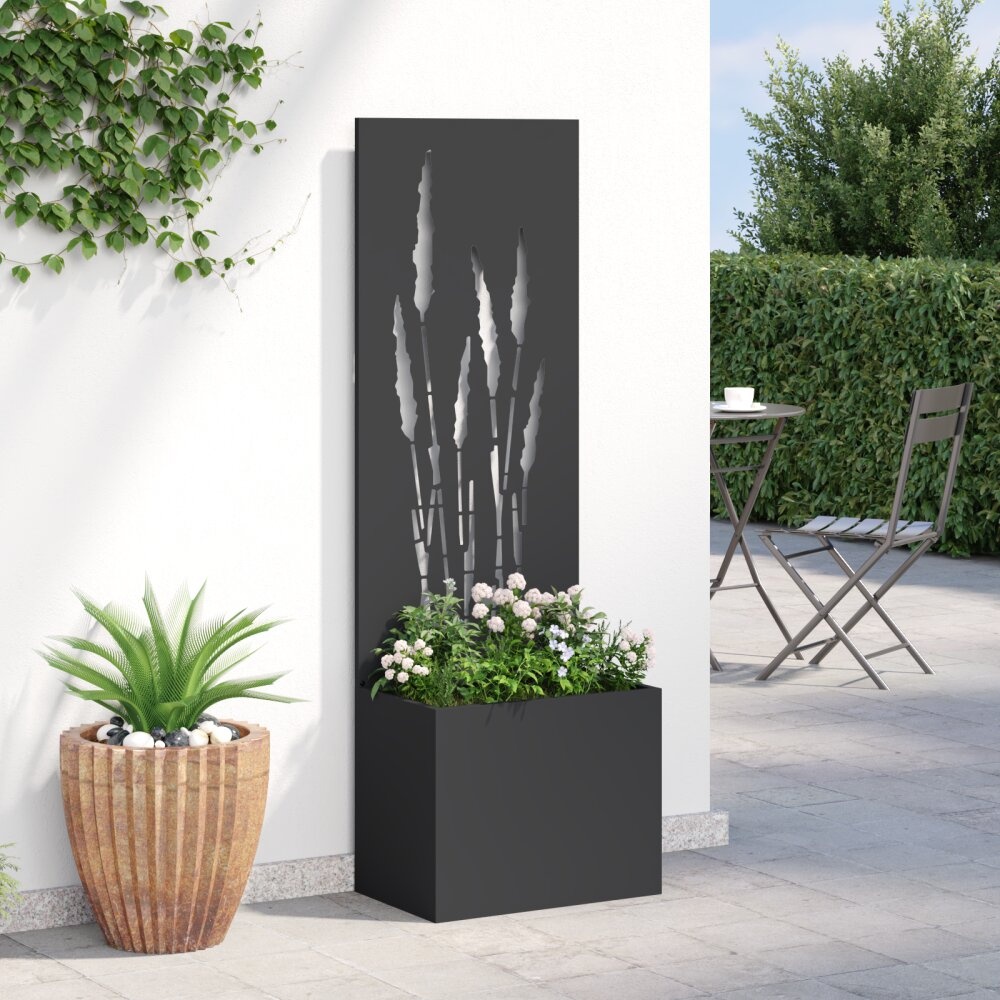 VidaXL Tuinplant met Decoratief Paneel Zwart 50 x 140 cm