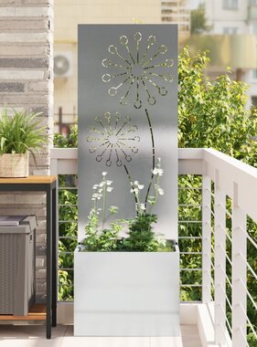 VidaXL Tuinplant met Decoratief Paneel Zilver 50 x 140 cm