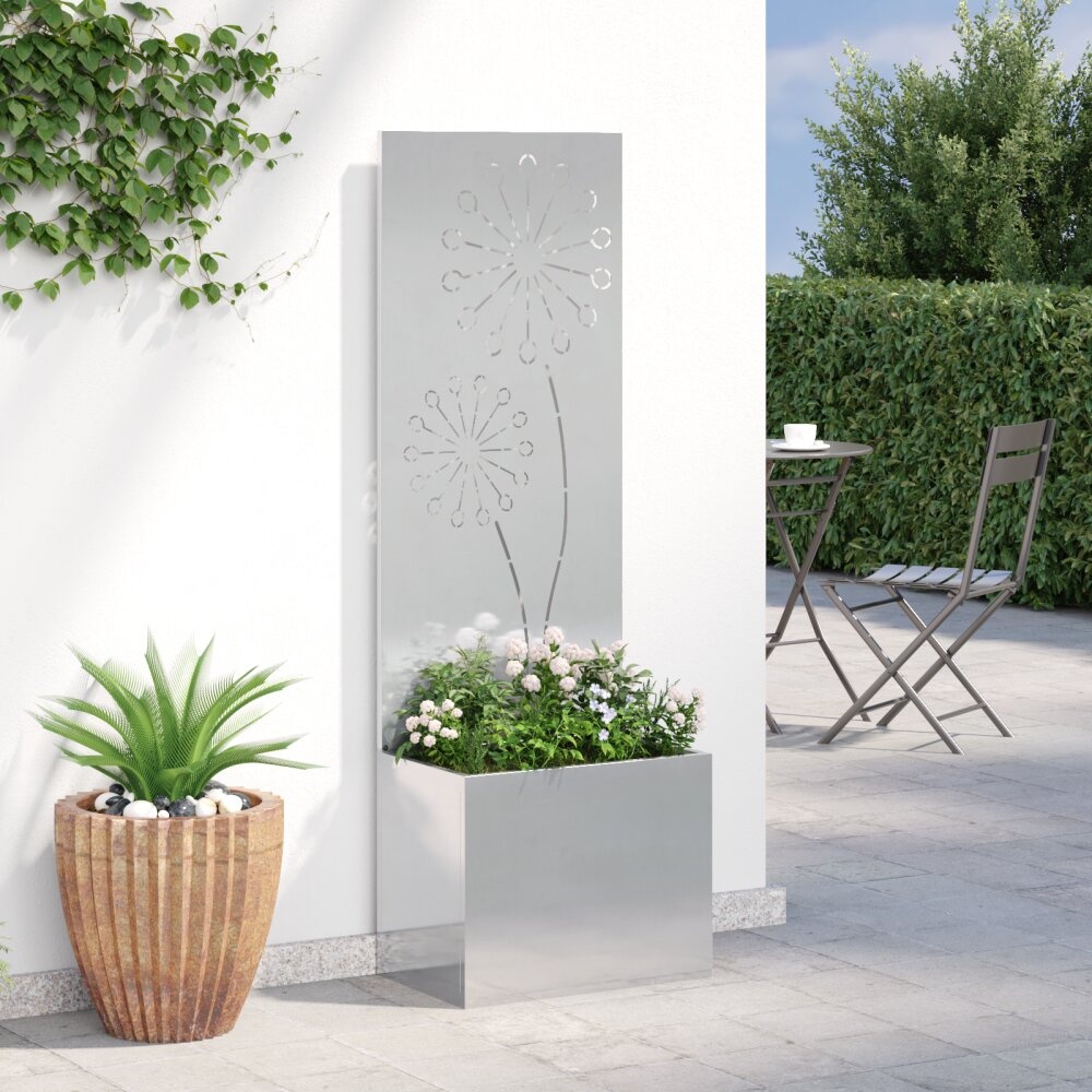 VidaXL Tuinplant met Decoratief Paneel Zilver 50 x 140 cm