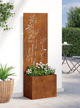 VidaXL Tuinplant met Decoratief Paneel Roestig 50 x 140 cm Cortenstaal