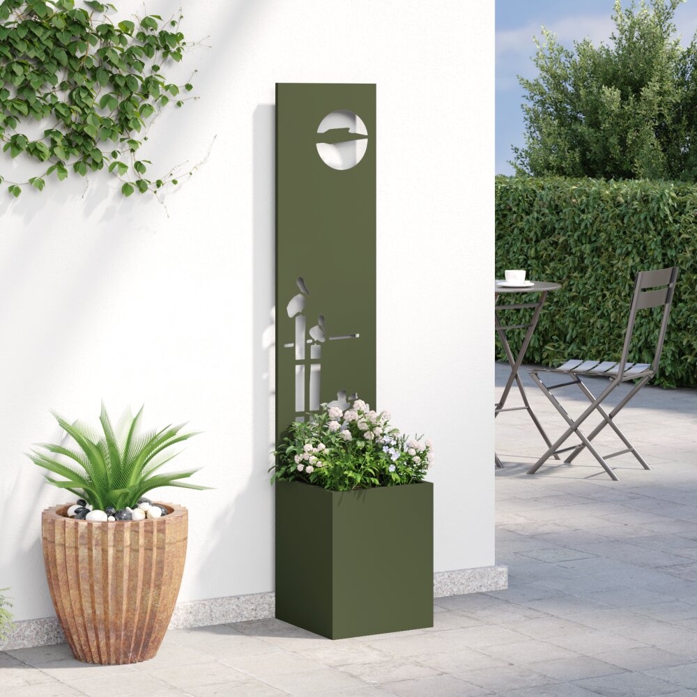 VidaXL Tuinplant met Decoratief Paneel Olijfgroen 32 x 140 cm
