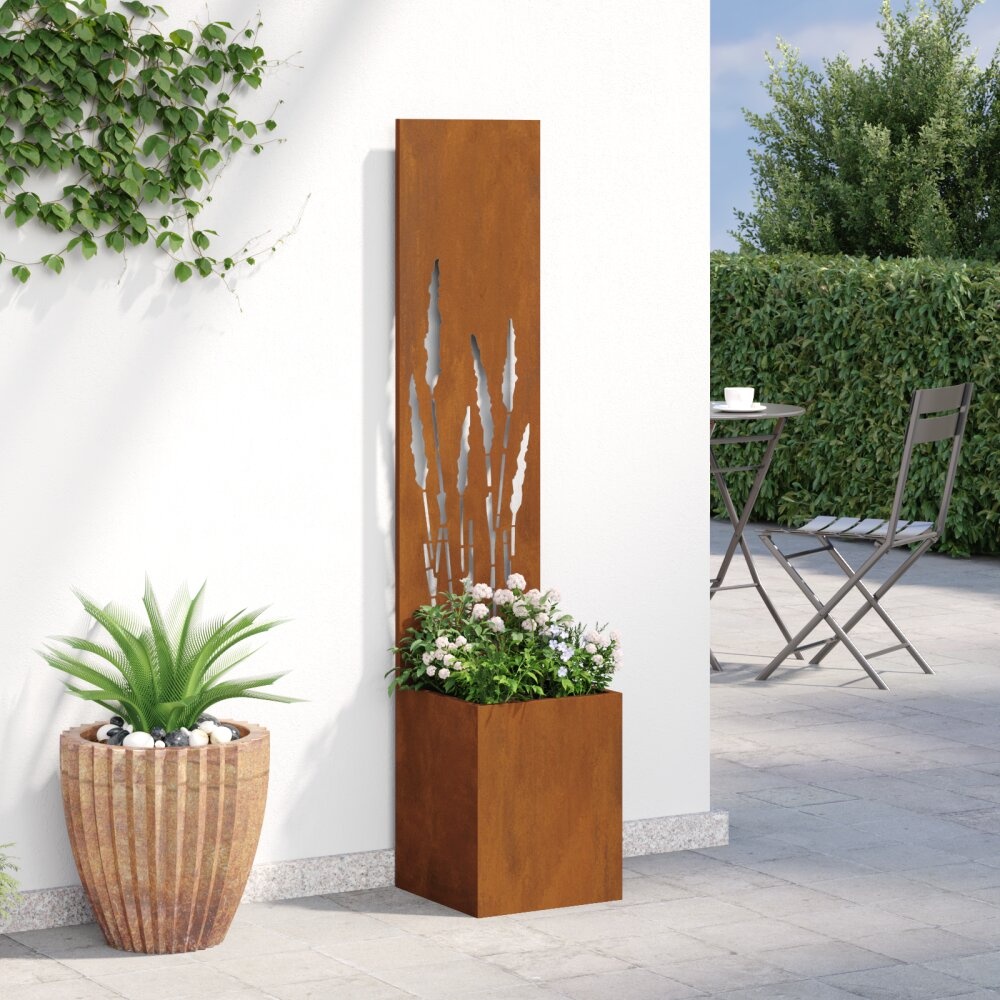 VidaXL Tuinplant met Decoratief Paneel Roestig 32 x 140 cm Cortenstaal