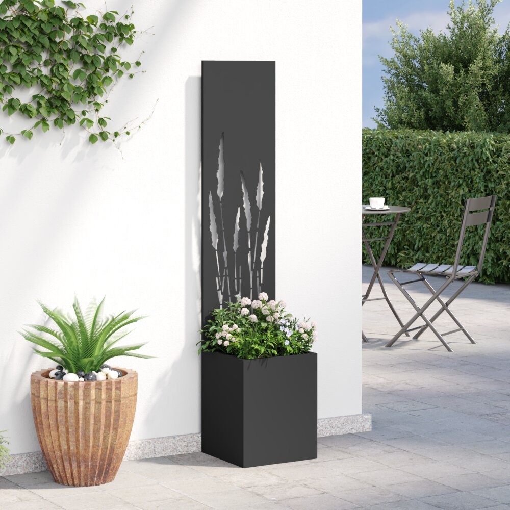 VidaXL Tuinplant met Decoratief Paneel Zwart 32 x 140 cm