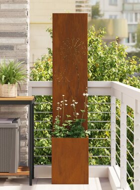 VidaXL Tuinplant met Decoratief Paneel Roestig 32 x 140 cm Cortenstaal