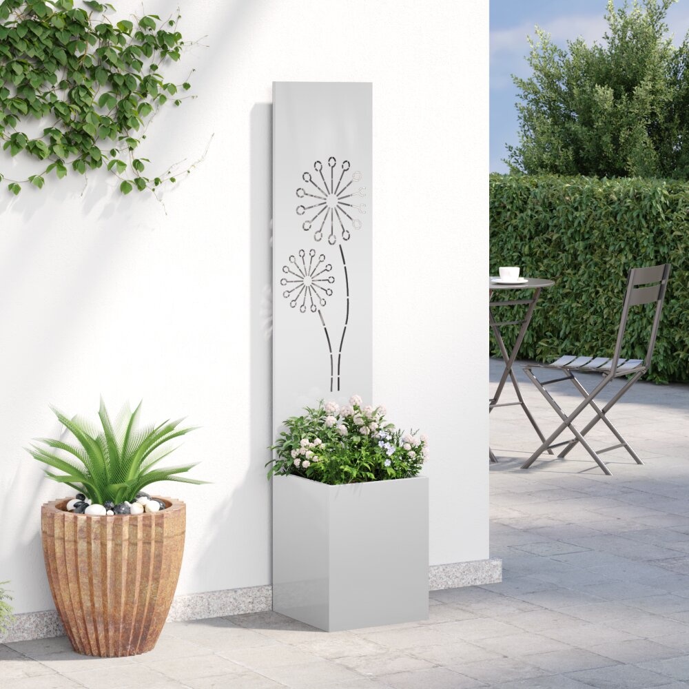 VidaXL Tuinplant met Decoratief Paneel Zilver 32 x 140 cm