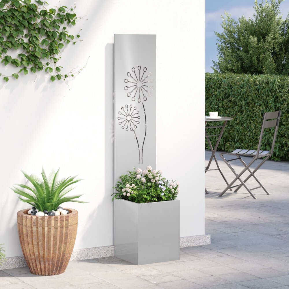 VidaXL Tuinplant met Decoratief Paneel Zilver 32 x 140 cm